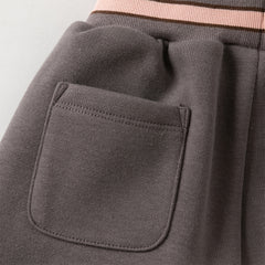 Dave&Bella Toddler Girls Sweet Black/Purple Outdoor Cozy Padded Loose Pants