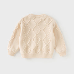 Dave&Bella Kids Girls/Boys Casual Apricot Versatile Pullover Knit Sweaters Tops