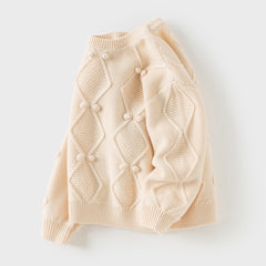 Dave&Bella Kids Girls/Boys Casual Apricot Versatile Pullover Knit Sweaters Tops