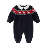 Dave&Bella Baby Boys Navy Blue Soft Cotton One-Pieces Romper