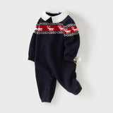 Dave&Bella Baby Boys Navy Blue Soft Cotton One-Pieces Romper