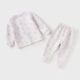 Dave&Bella Toddler Girls Purple/Pink Cute Print Warm Round Collar Pajamas