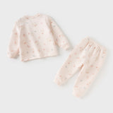 Dave&Bella Toddler Girls Purple/Pink Cute Print Warm Round Collar Pajamas