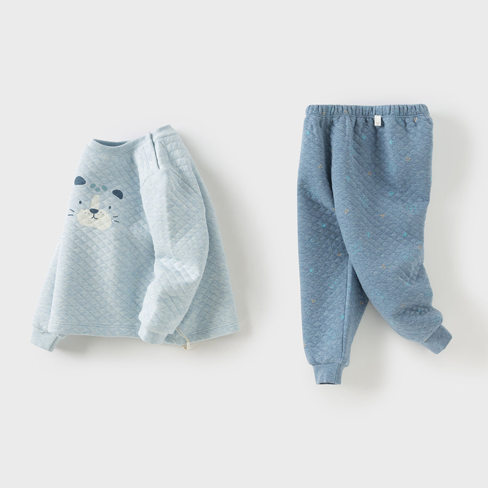Dave&Bella Toddler Girls/Boys Indoor Cartoon Print  Soft Padded Pajamas