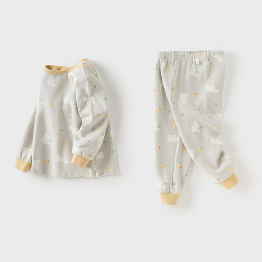 Dave&Bella Kids Girls/Boys Autumn Print Cotton Indoor Cozy Sleepwear Pajamas Set