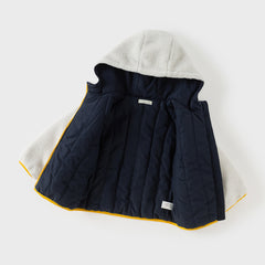 Dave&Bella Toddler Boys Grey Outwear Hooded Long-sleeved Fleece Padded Cozy Coats