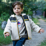 Dave&Bella Toddler Boys Grey Outwear Hooded Long-sleeved Fleece Padded Cozy Coats