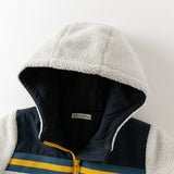 Dave&Bella Toddler Boys Grey Outwear Hooded Long-sleeved Fleece Padded Cozy Coats