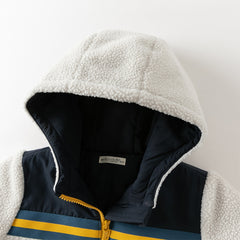 Dave&Bella Toddler Boys Grey Outwear Hooded Long-sleeved Fleece Padded Cozy Coats