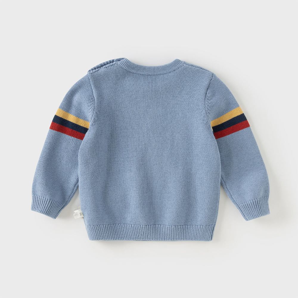 Dave&Bella Toddler Boys Blue Puppy Print Comfortable Long-sleeved Sweaters Tops