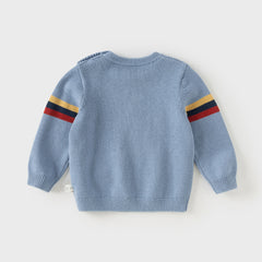 Dave&Bella Toddler Boys Winter Blue Puppy Print Comfortable Long-sleeved Sweaters Tops