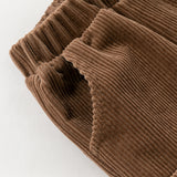 Dave&Bella Toddler Boys Casual Coffee Brown Soft Plush-lined Drawstring Loose Pants