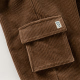 Dave&Bella Toddler Boys Casual Coffee Brown Soft Plush-lined Drawstring Loose Pants