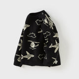 Dave&Bella Toddler Boys Black Soft Cartoon Print  Sweaters