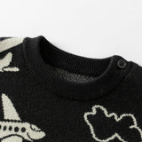 Dave&Bella Toddler Boys Black Soft Cartoon Print  Sweaters