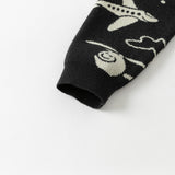 Dave&Bella Toddler Boys Black Soft Cartoon Print  Sweaters