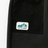 Dave&Bella Toddler Boys Black Adjustable-waistband Cozy Plush-lined Sweatpants