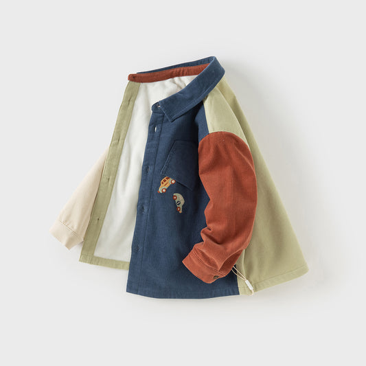 Dave&Bella Toddler Boys Winter Blue Snow-Ready Thermal Shirt Tops