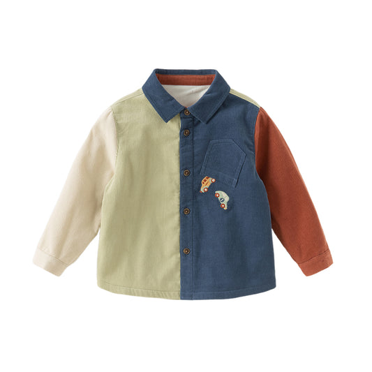 Dave&Bella Toddler Boys Winter Blue Snow-Ready Thermal Shirt Tops