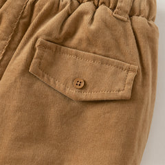 Dave&Bella Toddler Boys Caramel Outdoor Adjustable-waistband Cozy Padded Pants