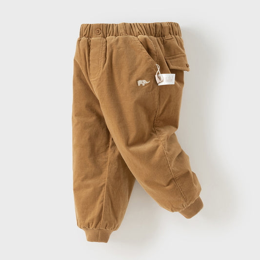 Dave&Bella Toddler Boys Caramel Outdoor Adjustable-waistband Cozy Padded Pants