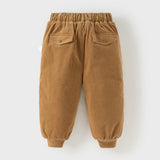 Dave&Bella Toddler Boys Caramel Outdoor Adjustable-waistband Cozy Padded Pants