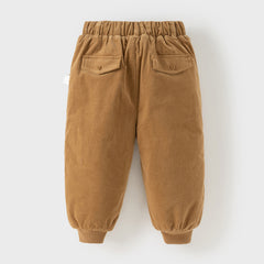 Dave&Bella Toddler Boys Caramel Outdoor Adjustable-waistband Cozy Padded Pants