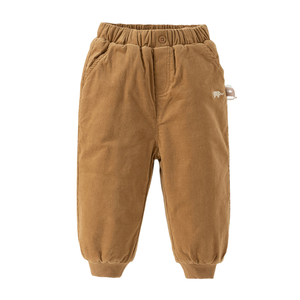 Dave&Bella Toddler Boys Caramel Outdoor Adjustable-waistband Cozy Padded Pants