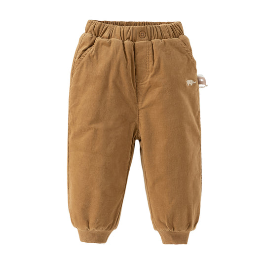 Dave&Bella Toddler Boys Caramel Outdoor Adjustable-waistband Cozy Padded Pants