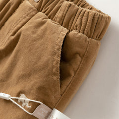 Dave&Bella Toddler Boys Caramel Outdoor Adjustable-waistband Cozy Padded Pants