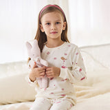 Dave&Bella Kids Girls/Boys Red/Beige Print Cotton Cozy Pajamas