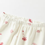 Dave&Bella Kids Girls/Boys Red/Beige Print Cotton Cozy Pajamas