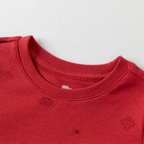 Dave&Bella Kids Girls/Boys Red/Beige Print Cotton Cozy Pajamas