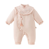 Dave&Bella Baby Girls Chinese-style Red/Pink Warm Padded Rompers