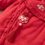 Dave&Bella Baby Girls Chinese-style Red/Pink Warm Padded Rompers