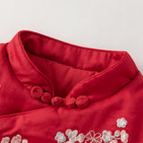 Dave&Bella Baby Girls Chinese-style Red/Pink Warm Padded Rompers