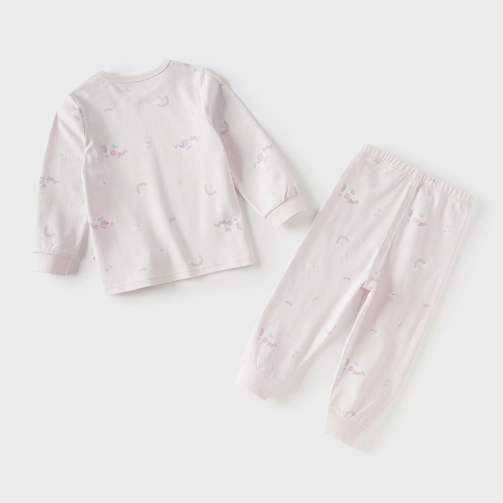 Dave&Bella Kids Girls Pure Cotton Purple/Beige Cute Pajamas