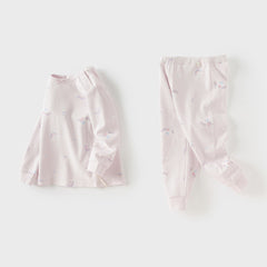 Dave&Bella Kids Girls Autumn Pure Cotton Purple/Beige Cute Pajamas Set