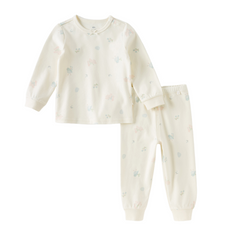 Dave&Bella Kids Girls Autumn Pure Cotton Purple/Beige Cute Pajamas Set