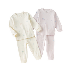 Dave&Bella Kids Girls Autumn Pure Cotton Purple/Beige Cute Pajamas Set