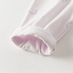 Dave&Bella Kids Girls Autumn Pure Cotton Purple/Beige Cute Pajamas Set