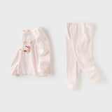 Dave&Bella Kids Girls Cotton Pink/Beige Print Soft Pajamas