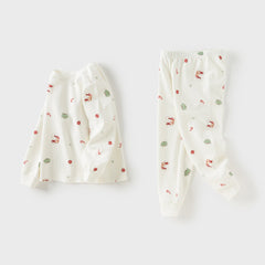 Dave&Bella Kids Girls Autumn Cotton Pink/Beige Print Soft Pajamas Sets