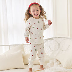 Dave&Bella Kids Girls Autumn Cotton Pink/Beige Print Soft Pajamas Sets