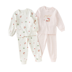 Dave&Bella Kids Girls Autumn Cotton Pink/Beige Print Soft Pajamas Sets