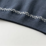 Dave&Bella Kids Boys Apricot/Blue Classic Round Collar Warm Sweater Tops