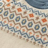 Dave&Bella Kids Boys Apricot/Blue Classic Round Collar Warm Sweater Tops