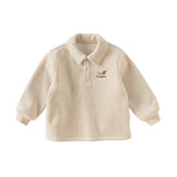 Dave&Bella Toddler Boys Casual Apricot Long-sleeved Plush-lined Sweatshirts Tops