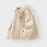 Dave&Bella Toddler Boys Casual Apricot Long-sleeved Plush-lined Sweatshirts Tops
