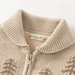 Dave&Bella Toddler Boys Apricot Penguin Jacquard Outwear Cozy Plush-lined Jackets